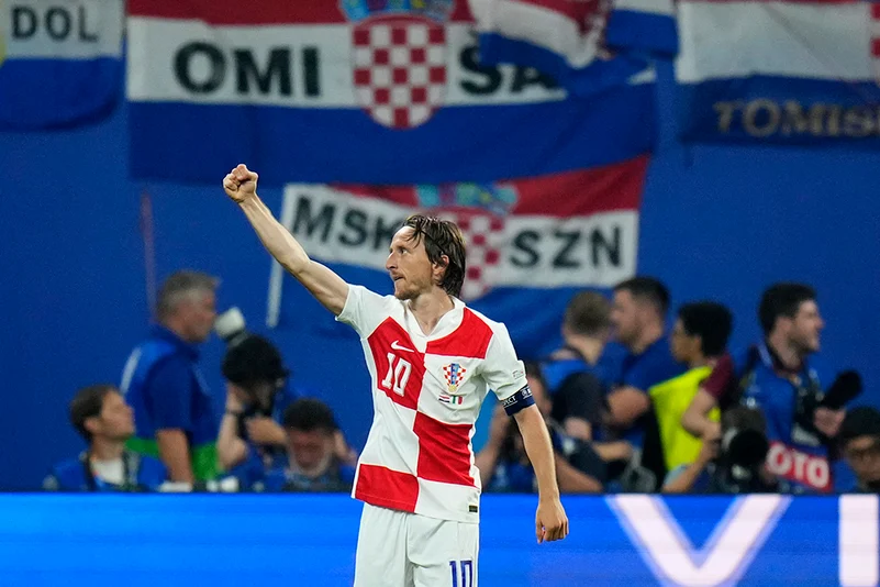 Croatias Luka Modric celebrates after scoring a goal